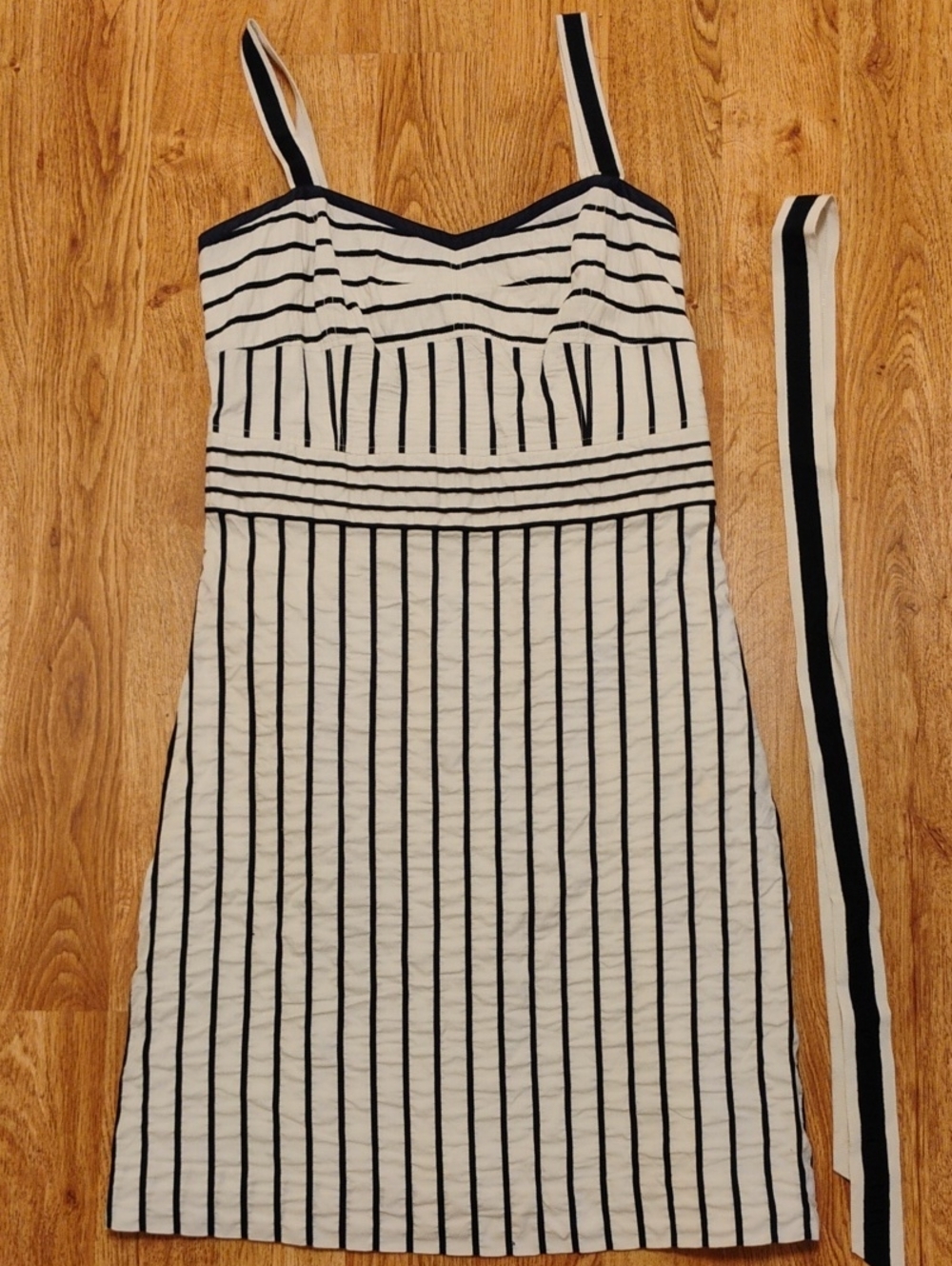 Tory Burch Black and White Striped Midi Sundress